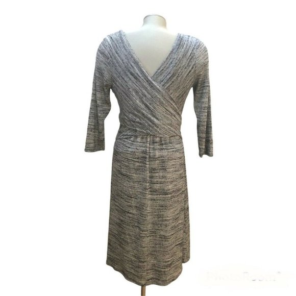 AMADI Anthropologie Lola Cross Wrap Knit Dress Light Gray Size Large - Picture 2 of 12